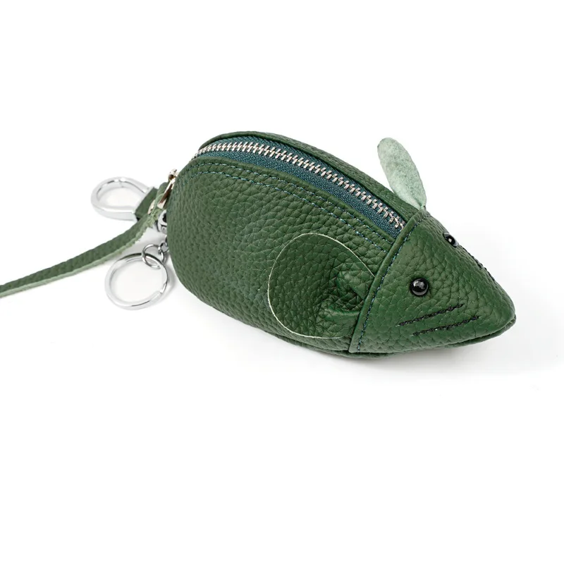 Soft Genuine Leather Small Wallet Children Gift 3d Rat Mouse Mini Coin Key Purse Zipper Earphone Data Cable Storage Holder