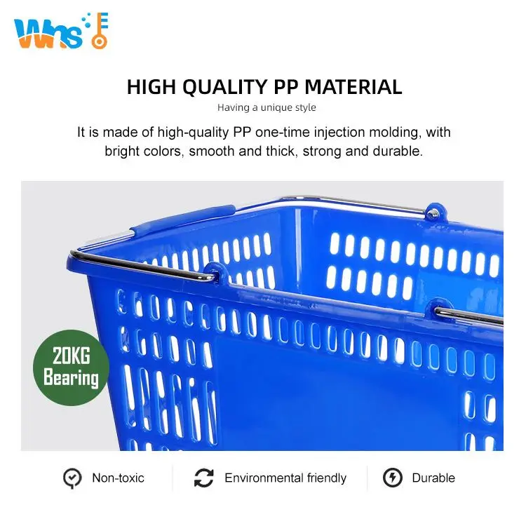 Hot sale eco-friendly mini 10L supermarket grocery 2 handles PP plastic shopping basket