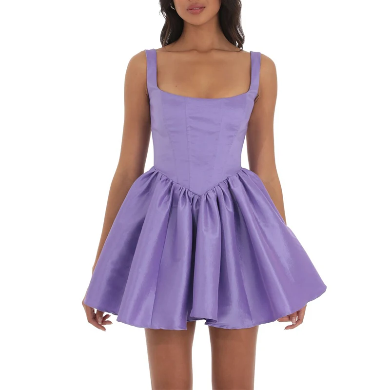 Custom high quality summer sleeveless back tie backless a line fit and flare corset mini dress 2023 short party dresses women