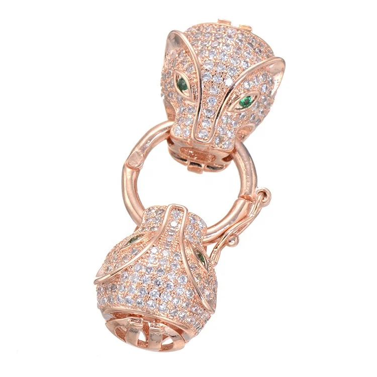 custom zircon dragon head jewelry green gemstone lobster 14k gold clasp pearl bead bracelet sterling silver necklace clasps