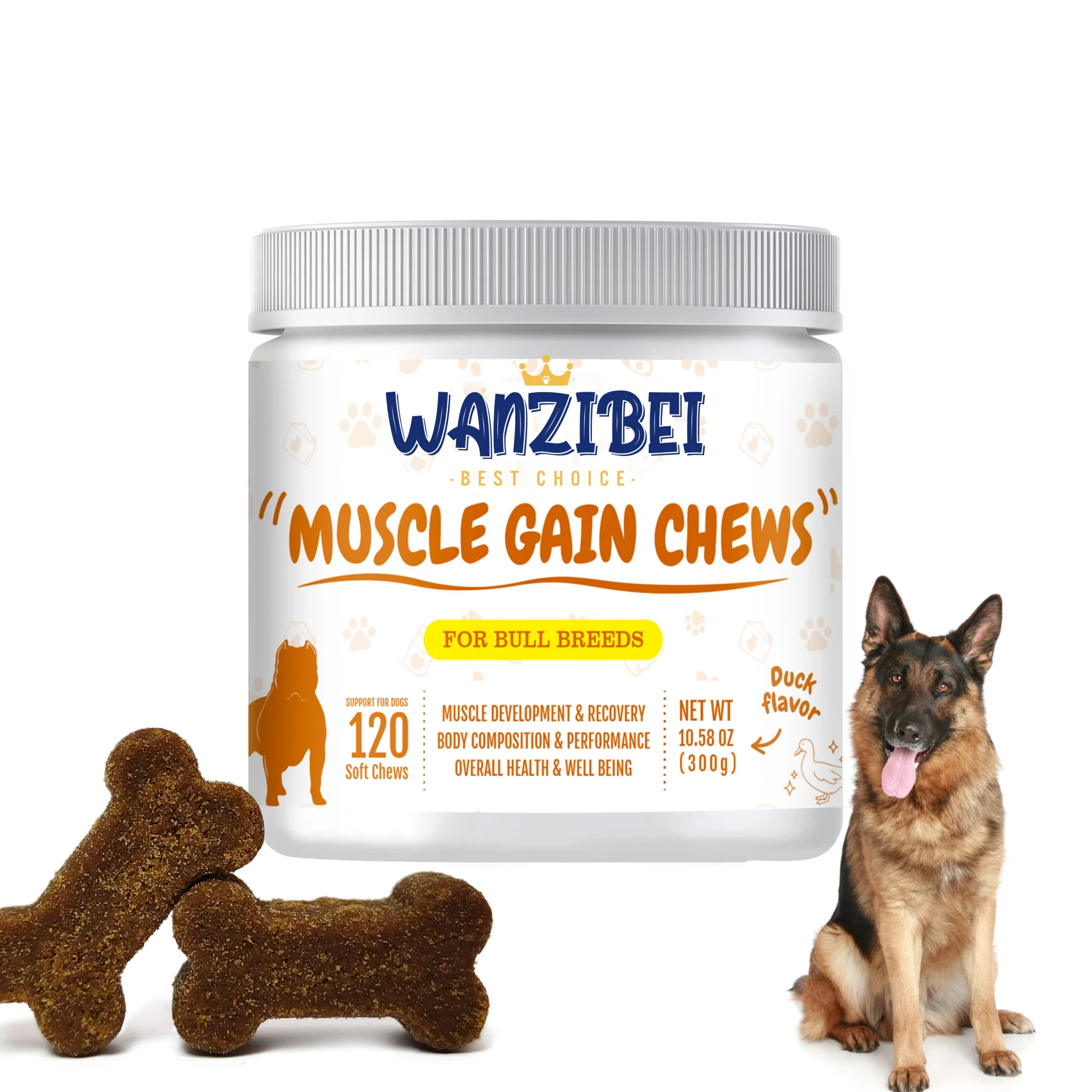 OEM/ODM Muscle gain Soft Chews Pet Healthy Supplements Dog Protein Chew Bites Dog Muscles Builder Supplement