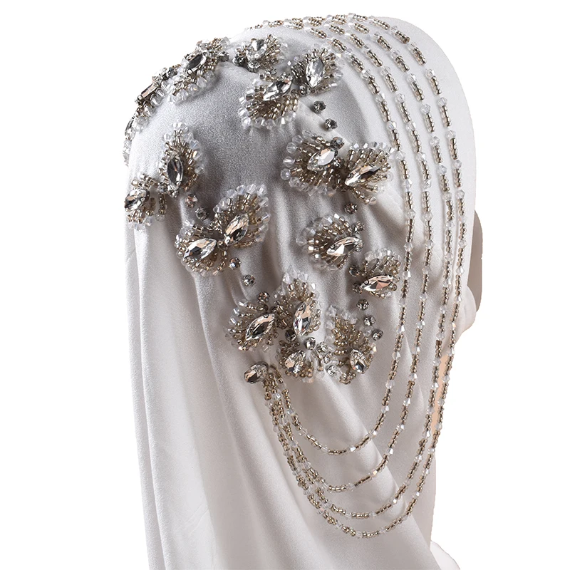 New Luxury Brick Stone Decorative Butterfly Pearl Headscarf Convenient Instant Turban Scarf Headscarf Muslim hijabs women turban