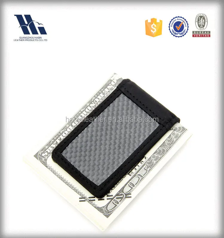 High Quality Genuine Leather Money Clips Card New Arrive Carbon Fiber Leather Card Holder