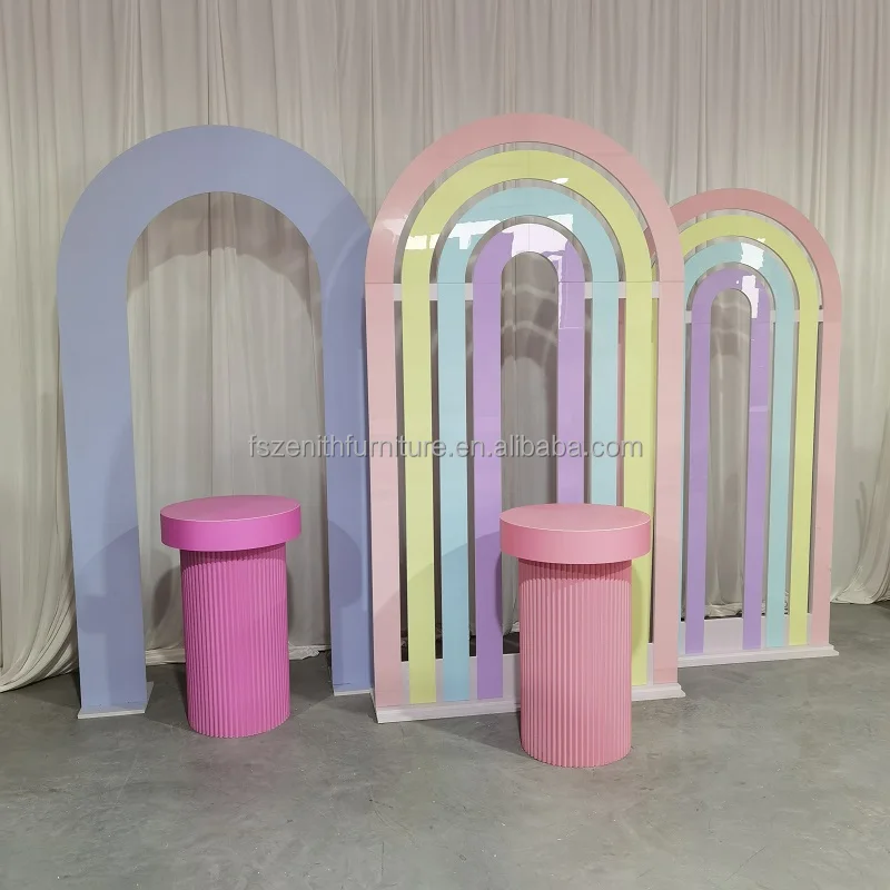 Event decor acrylic rainbow back drop panel balloon stand wedding arch backdrop