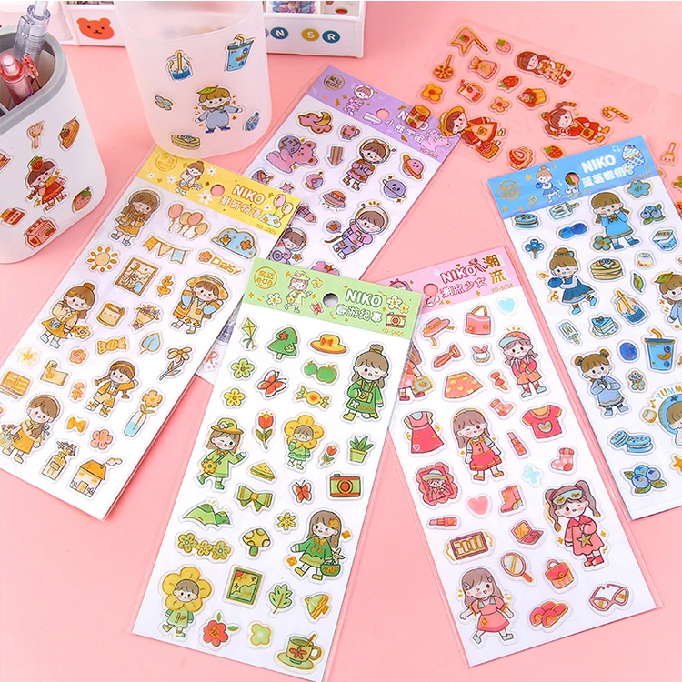 High Quality Custom Stickers Cute Cartoon Lovely Girl Stickers Custom Packing Stickers