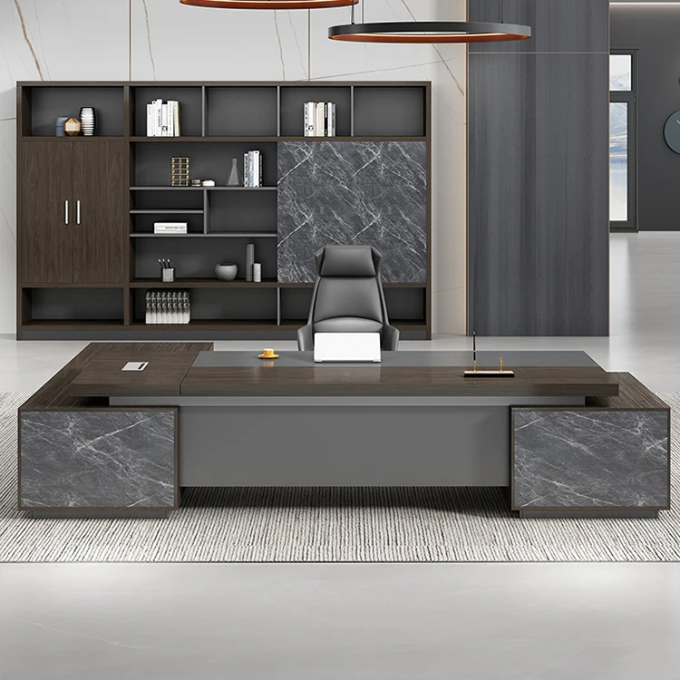 Modern Luxury Office CEO Table Black Executive Desk Manager Desk