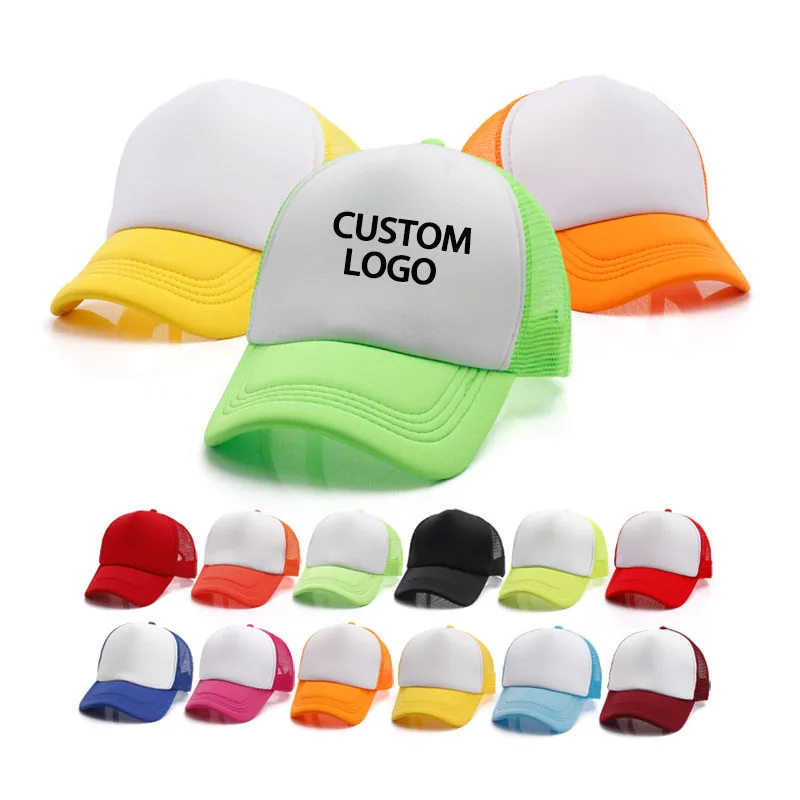 Wholesale Cheap custom logo men 5 Panel sport hat high quality foam embroidery logo polyester Sublimation Trucker Hat