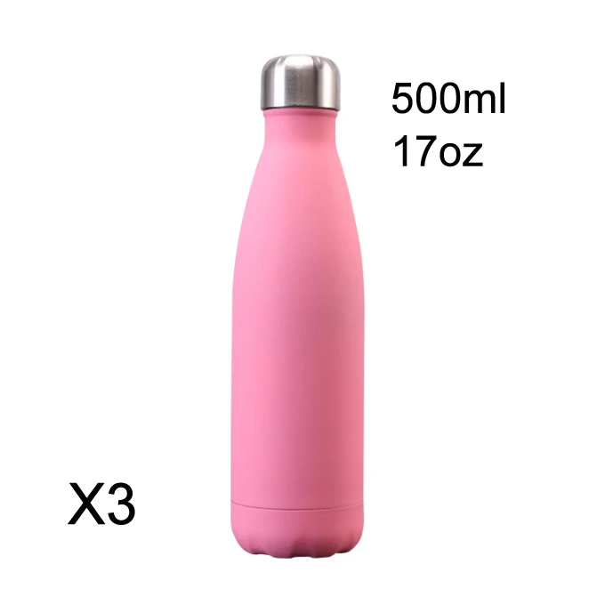 Drinkware Vacuum Flask 17Oz Black Stainless Steel Water BottIe Cola Shaped Water Bottle, Rubber Paint 500ml Cola Thermal