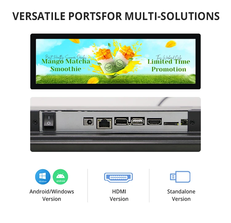 Shopping Mall Bar screen hanging bar for led screen Supermarket shelf stretched LCD bar display for advertising display