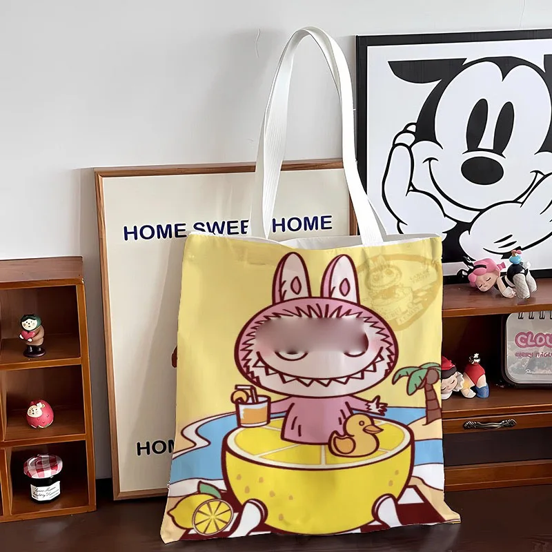 Wholesale high-quality labu multifunctional canvas bag capacity student shoulder bag for class shopping zipper mom bag