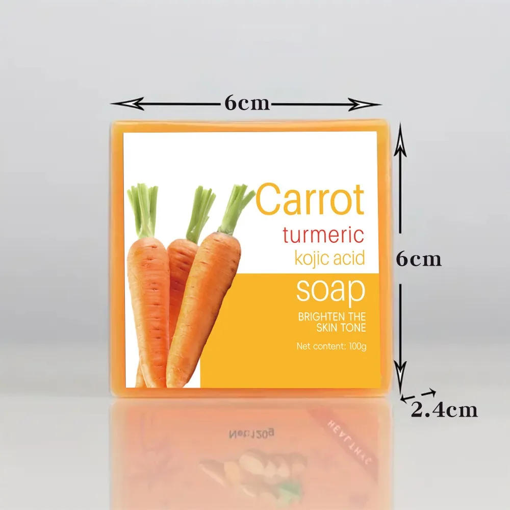 Custom Logo Private Label 100g Natural Carrot Turmeric Kojic Acid Handmade Bath Soap Bar Moisturizing and nourishing skin