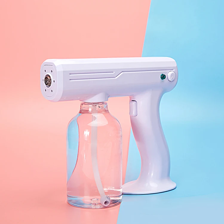 Battery Nano Mist Sprayer Mini Blue Light Spray Machine Disinfect Sprayer Gun Blue Ray Atomizer, Fog Volume Adjustment