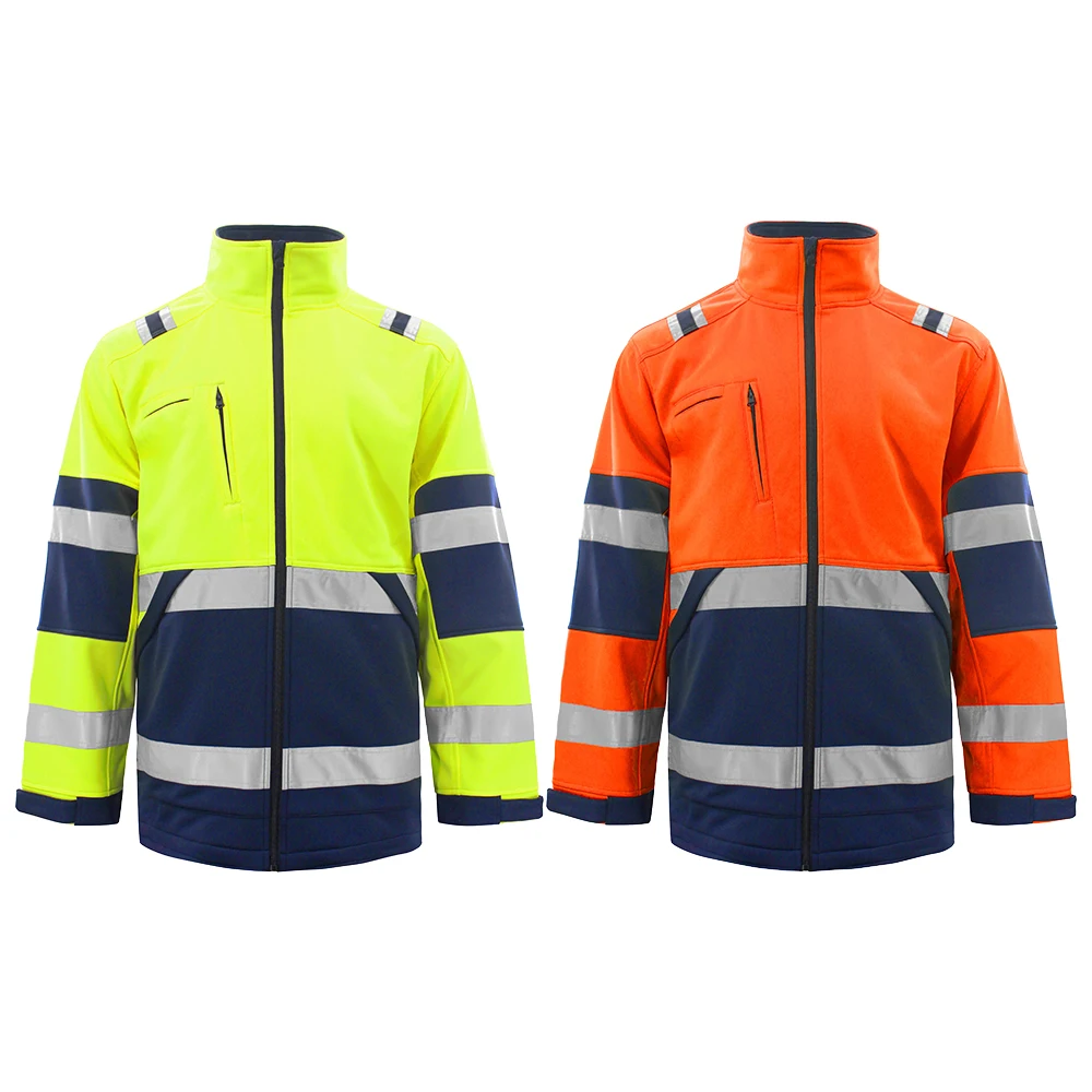 AI-MICH Security Embroidery Workwear Construction Winter Visible Orange Thickened Reflective Mens Safety Jackets