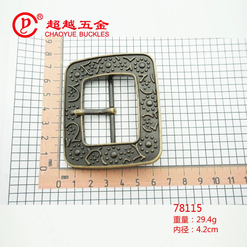 2024 New 42mm zinc alloy metal custom center bar buckles western  belt pin buckle