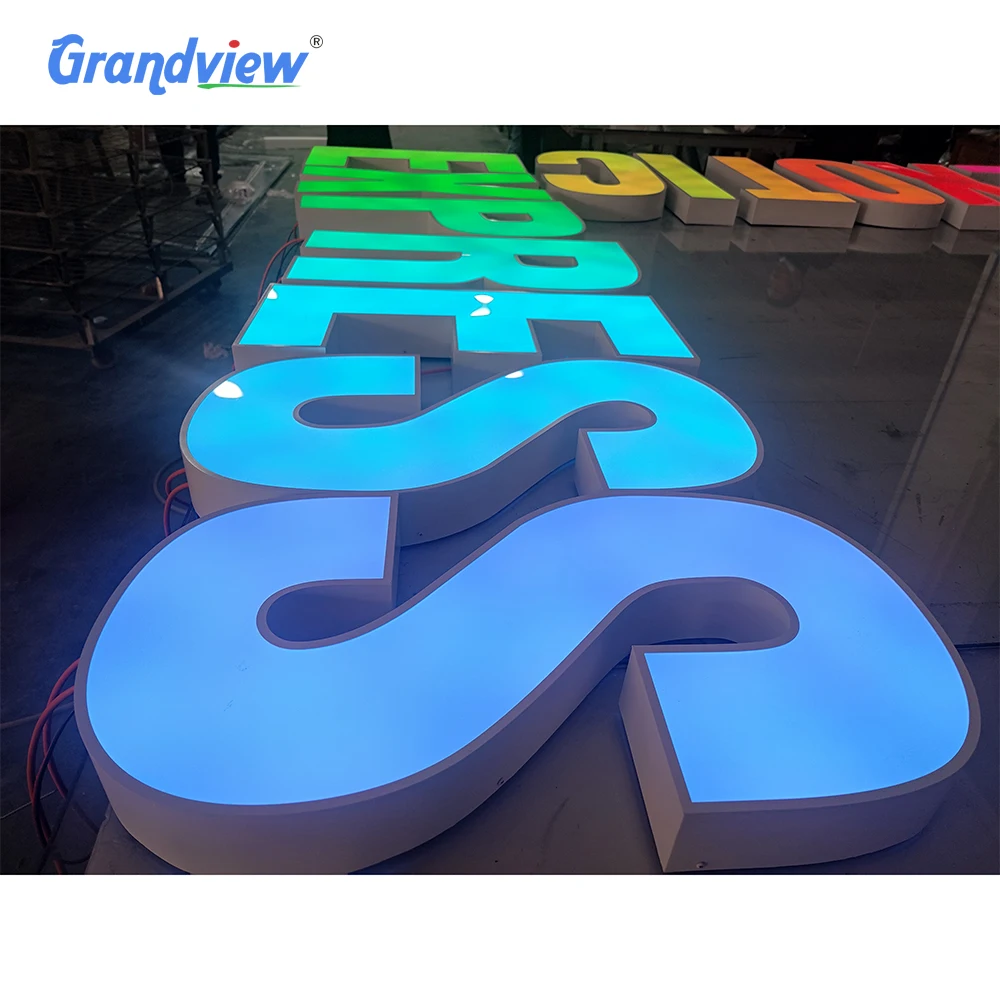 Custom Backlit Letters Sign Outdoor Business Acrylic Signage 3d Logo full color rgb led channel letter sign for Shop