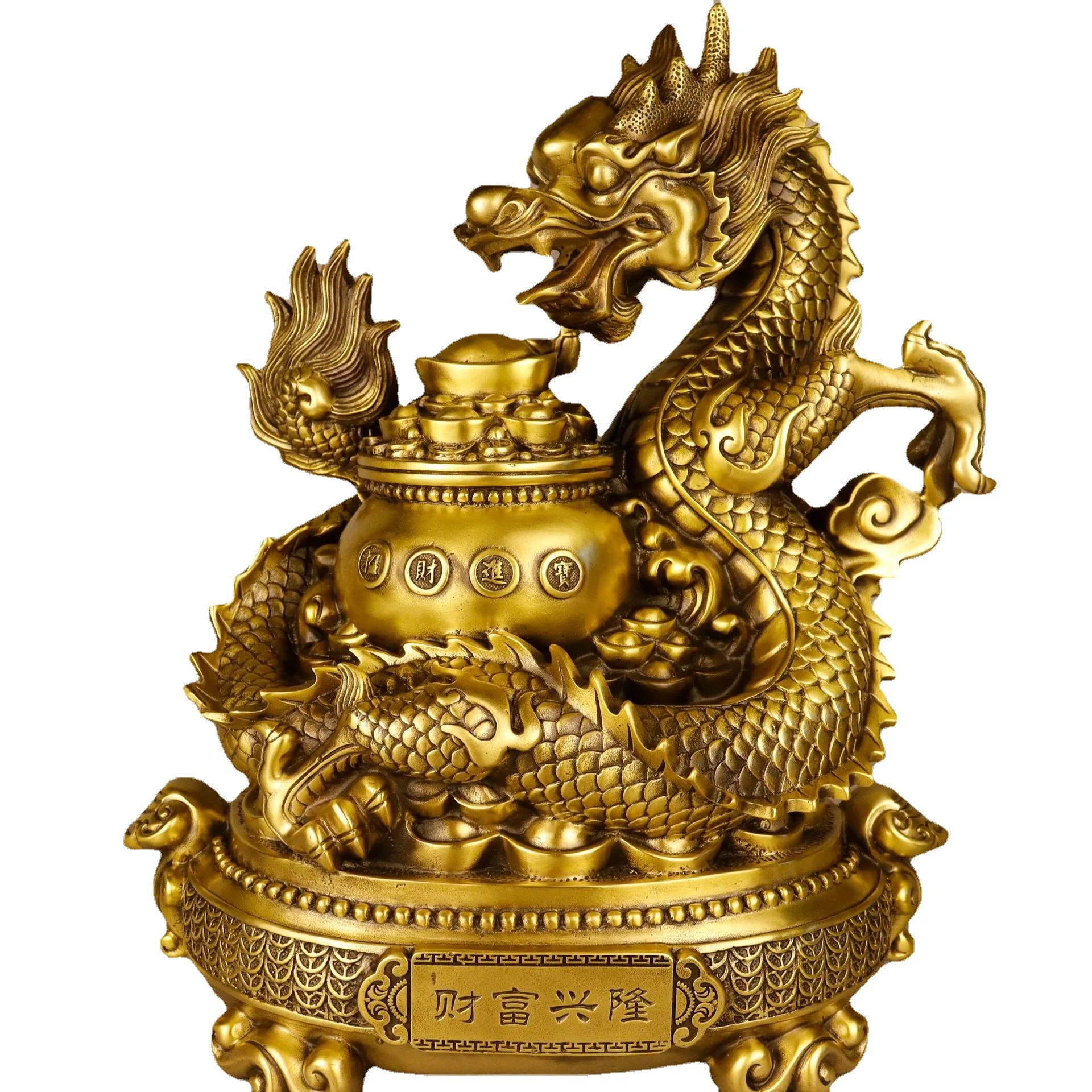 Large size brass Dragon Statue Treasure Gathering Dragon statue  fengshui statue
