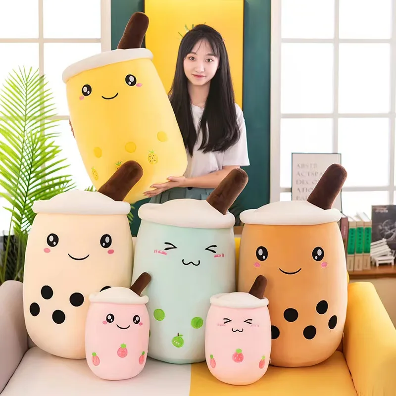 Big size Soft Bubble Boba Peluches Tea Plushie Toy Milk Tea Pearl Cup Plush Pillow Popping Stuffed Boba Plush Toy