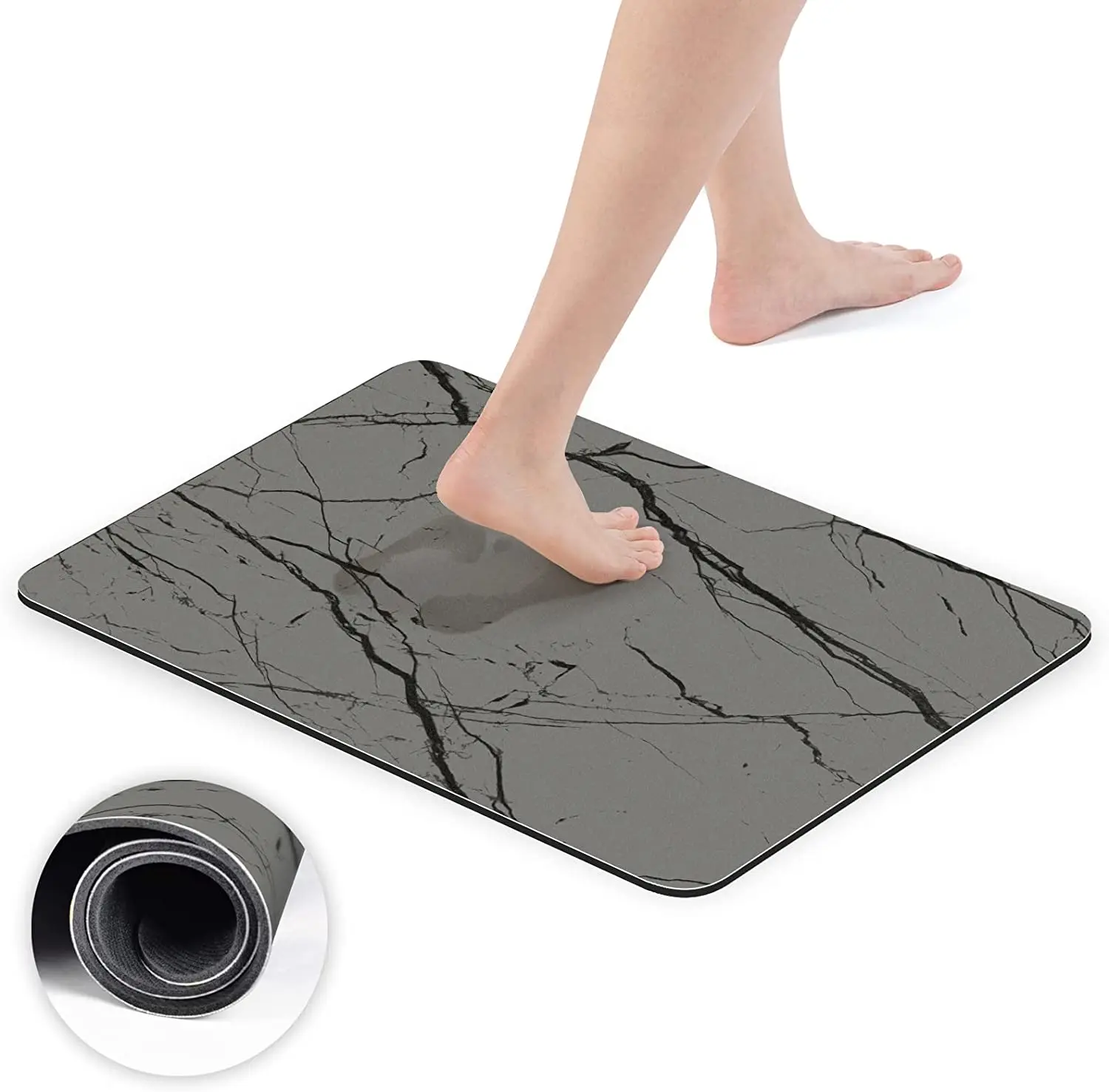 15 Minutes Fast Drying Non-Slip Diatomite Stone Bath Mat Anti Slip Super Water Absorbent Bathroom Floor Mat for Bathtub Shower