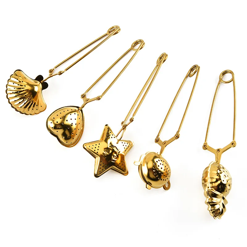 Colorful Reusable tea infuser with handles Plated Tea Stainer