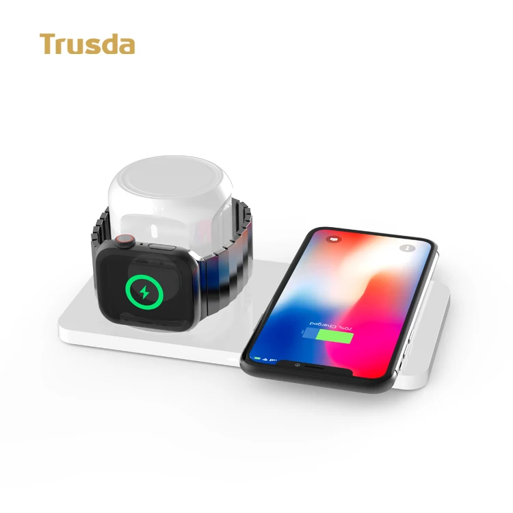 TRUSDA WP15  original 2 in 1 wireless charger stand for iPhoe and iWach with CE ROSH MFi FCC certifications