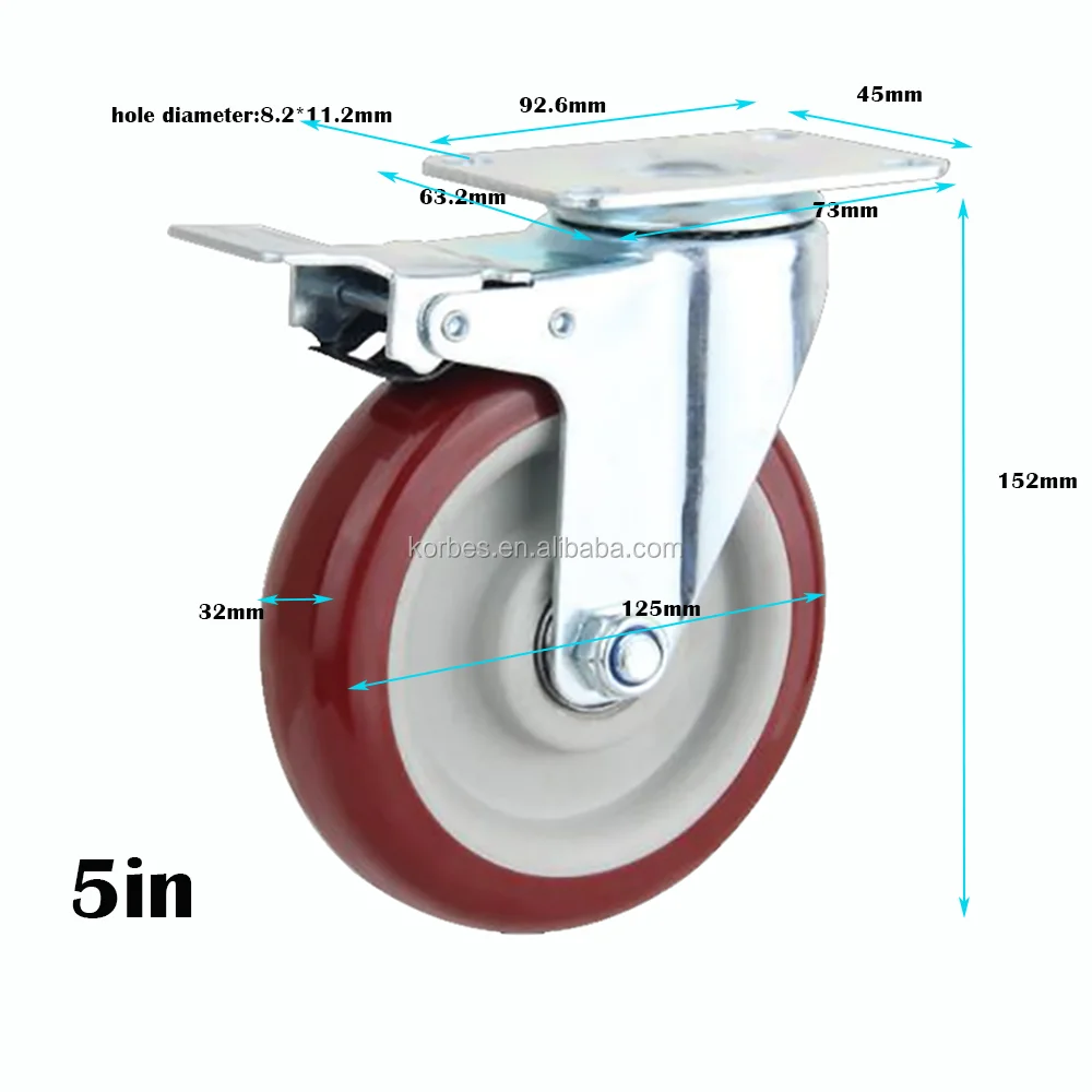 2.5 3 4 5Inch Office Industrial Double Ball Bearing Swivel Medium Duty Caster PP Core PVC Wheels