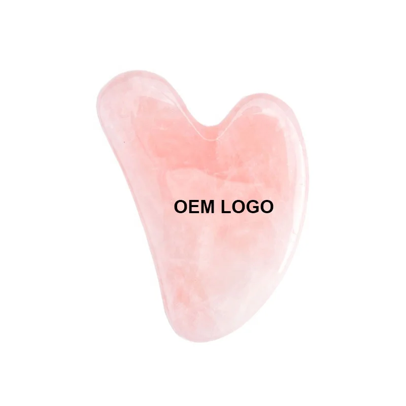 Heart Shape Gua Sha Stone Custom Logo Natural Rose Quartz Jade Black Obsidian Facial Massager Customized Packaging Box Gua Sha