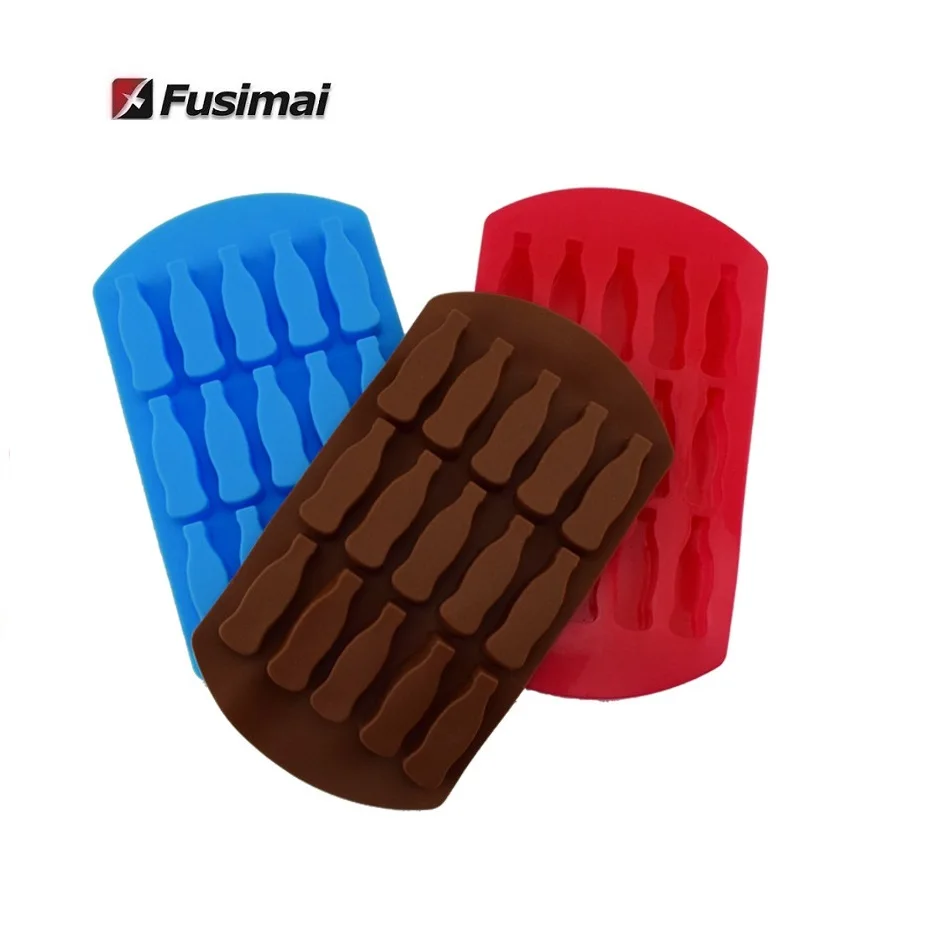 Fusimai  Cola Shape Gummy Candy Mould 15 Chamber Coke Bottle Silicone Chocolate Mold