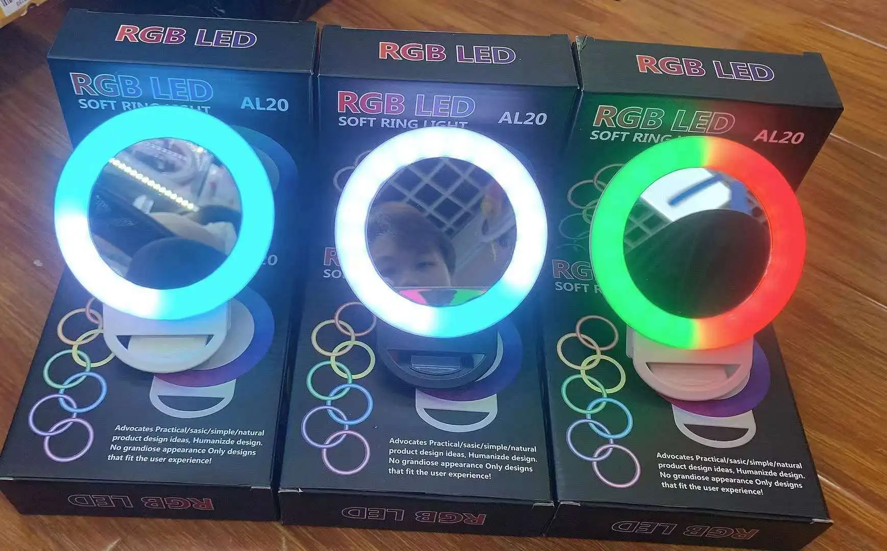 Rechargeable RGB mobile phone live streaming beauty selfie LED ring light Internet celebrity mobile phone lens fill light