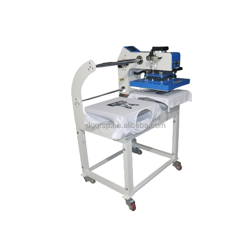 Down-sliding pneumatic double station heat press machine for t shirt