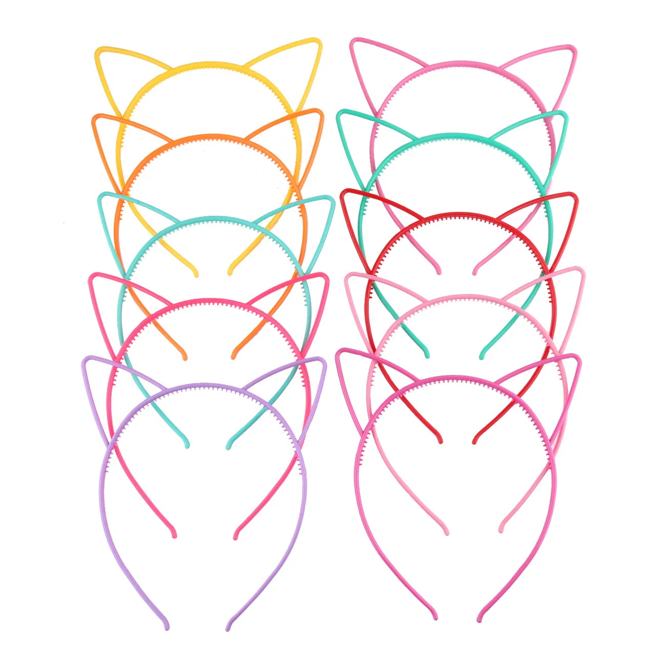 Jiamu Hot Selling Multicolor Simple Fashion Cat Ear Headband Korean Style Plastic Cat Ear Hair Band For Women Girls