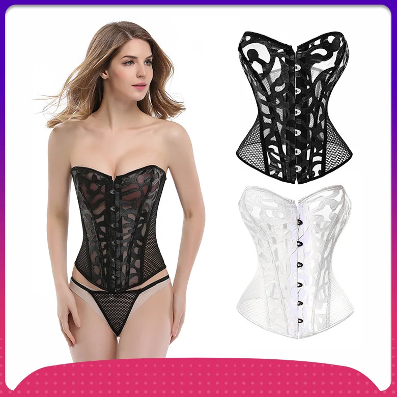 sexy elegant classic Satin Lace Corset top and bustiers fashion open cup corsets
