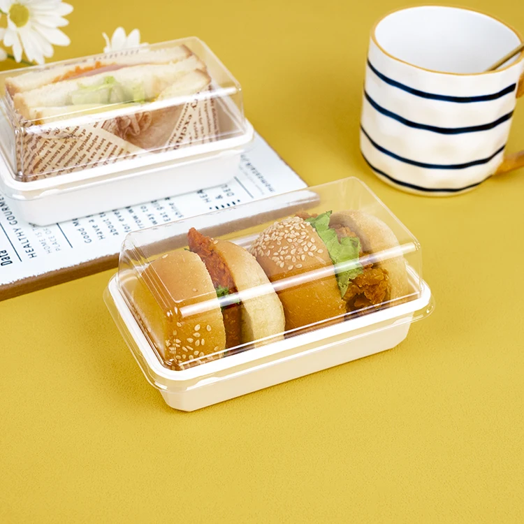 Custom Burger Plastic Packaging 2pcs Hamburger Box Clear PP Blister Food Container Take Away Hamburger Boxes with Clear Lids