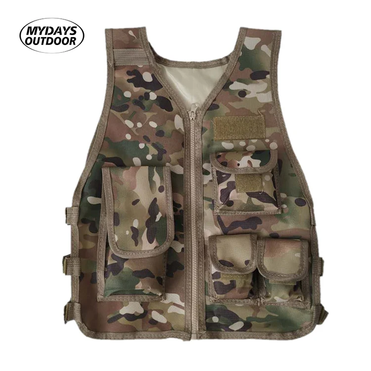 Mydays Outdoor Portable Multiple Pockets Equipment Training Protective Hunting Tactical Kid Carrier Vest with Adjustable Straps