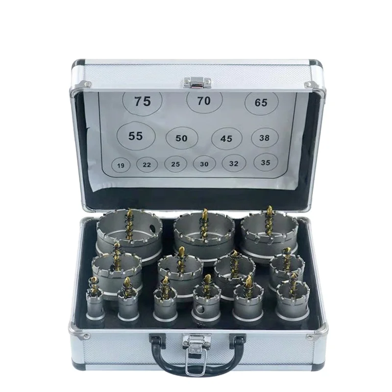 13PCS 19-75mm Titanium Plated TCT Hole Saw Drill Bits Set Alloy Carbide Tipped Metal Core Drill Bit Hole Saw Cutter With Box