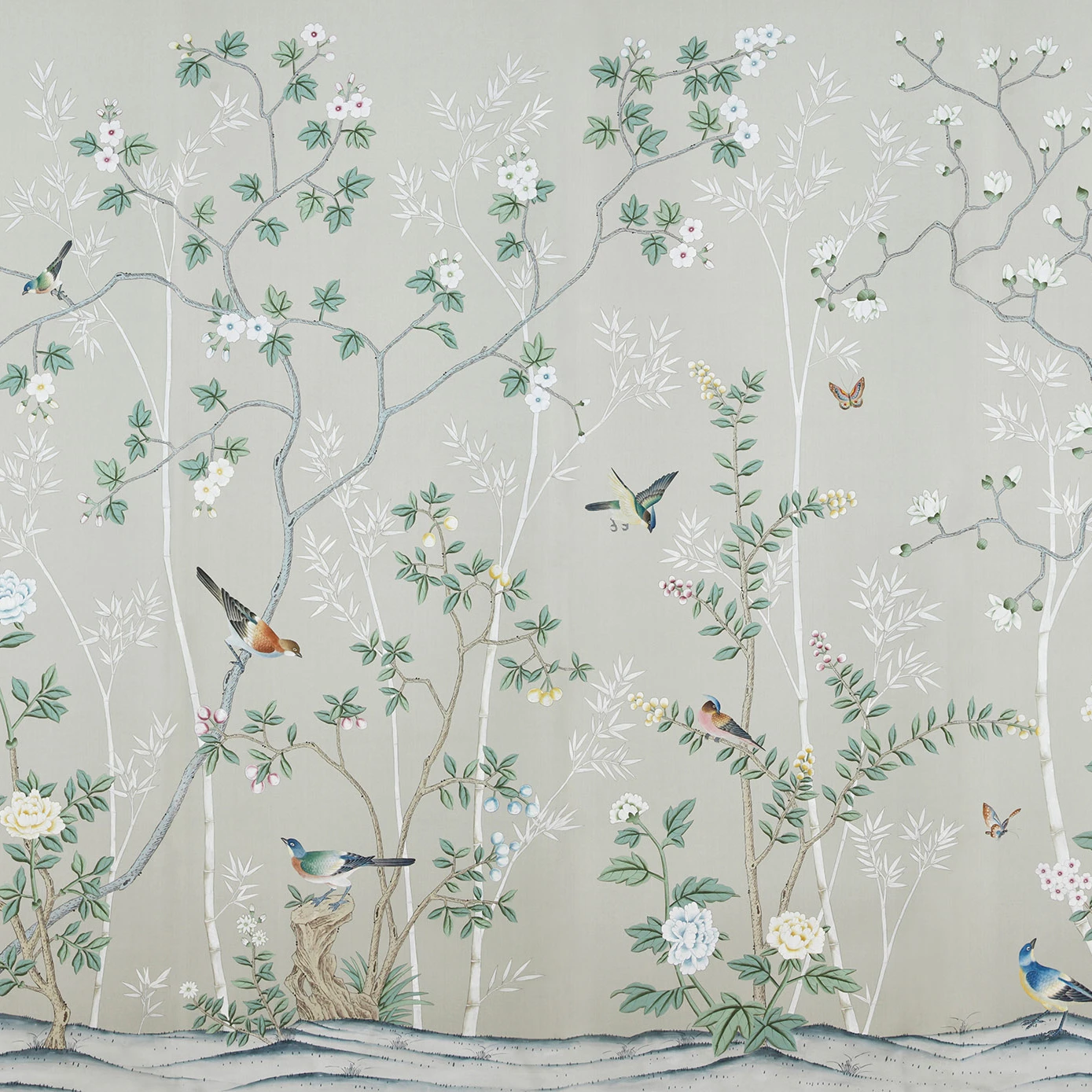 Hand Painted Chinoiserie and Chinese Silk wallpaper Embroidered Wallpaper for home decoration others wallpapers/wall panels