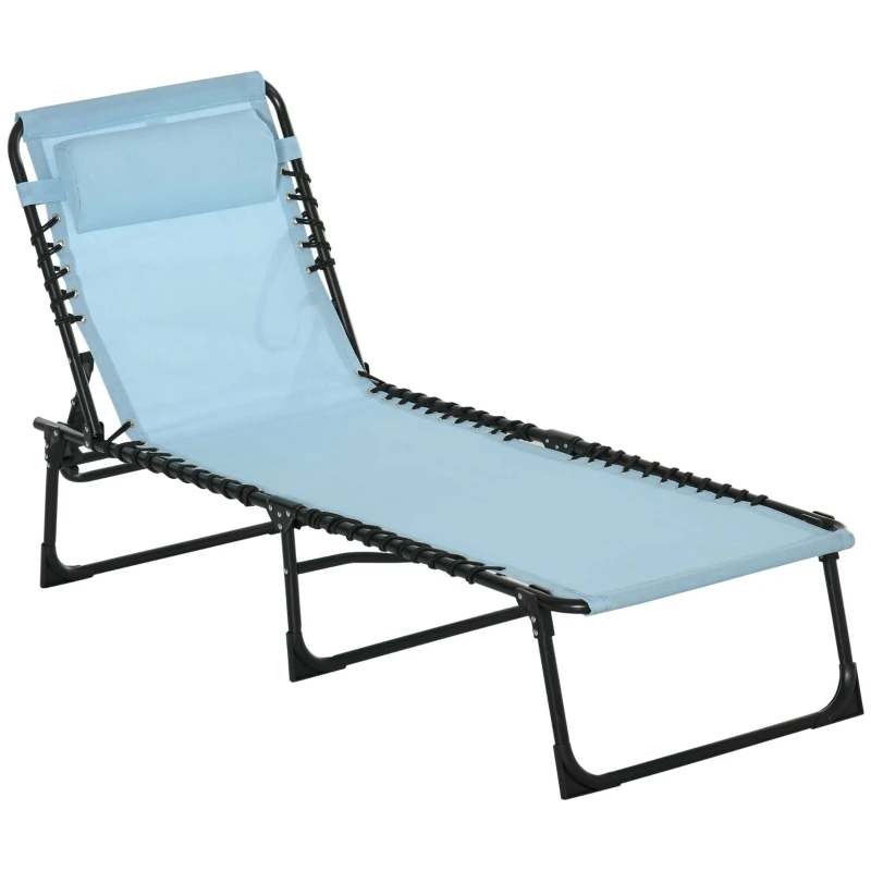 Sleeping Bed Foldable Beach Chaise Lounge with 4 Adjustable Positions camp tent cot camping cot bed