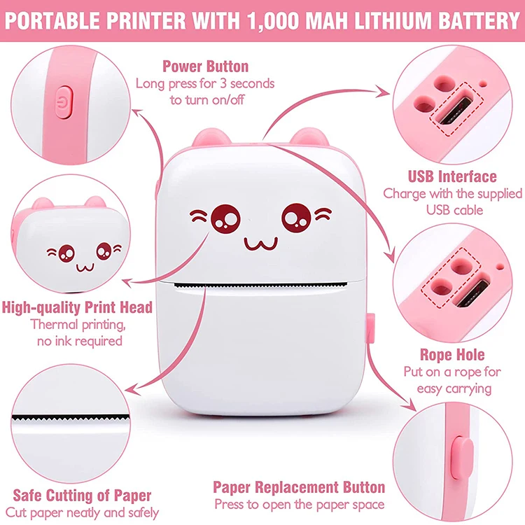 Wireless Thermal Label Mini Photo Sticker Pocket Photo printer Handheld Mobile Small Hand Held Portable Phone Printer
