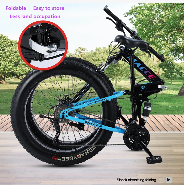 Snow Bike Folding Bicycle Mountain Bike Variable Speed Shock Absorbing Off-road Bicycle For Adult Male Female
