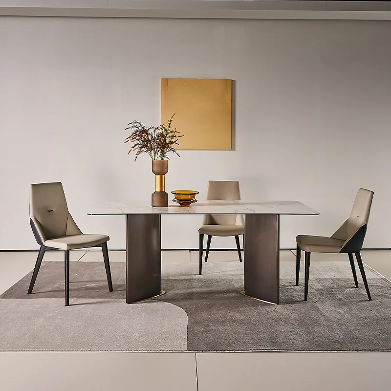 Hot wholesale slate top dining room sets 8 chairs table restaurant furniture luxury dining tables and chairs set for home