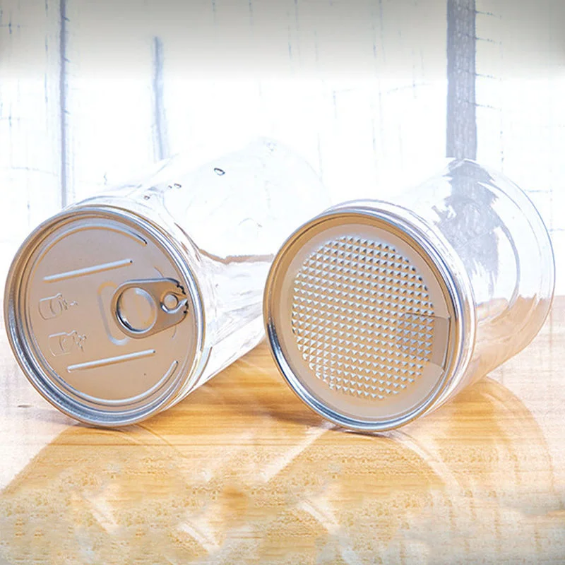 Easy Open Plastic Jar With Screw Pull Ring Lid Clear Plastic Cans Sealed Jar For Food Packing