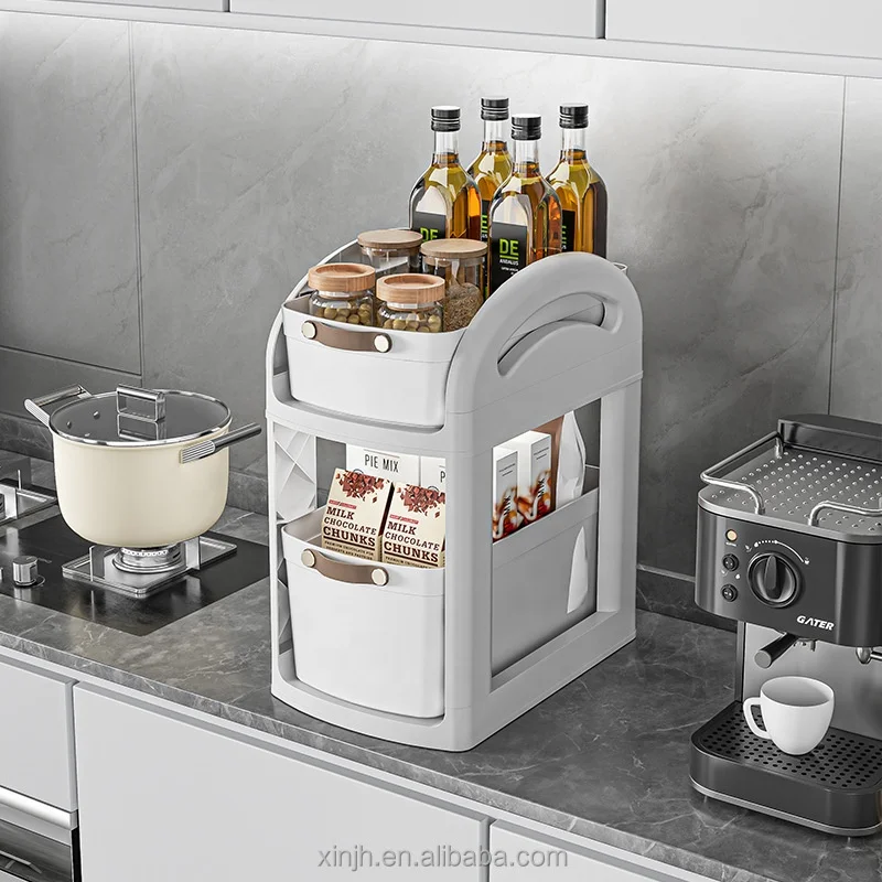 Undertable Storage Rack Kitchen Storage Cabinet Movable Small Cart Simple Wheeled Snack Storage