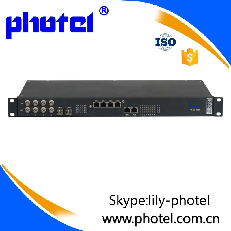 32 channel audio data and ETH E1 analog and intercom fiber optic multiplexer