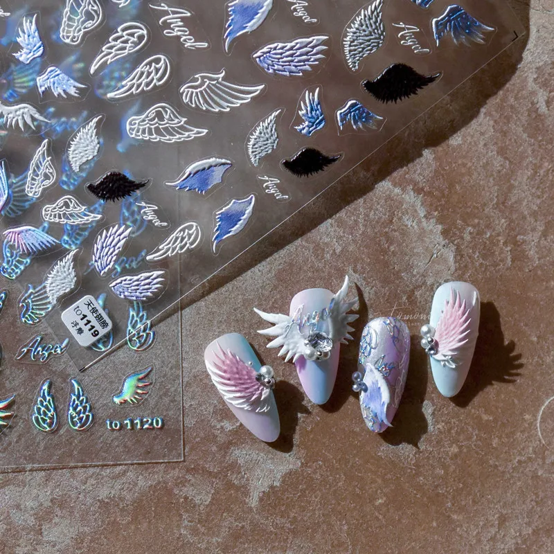 New style cute nail sticker 5D nail sticker angel wings