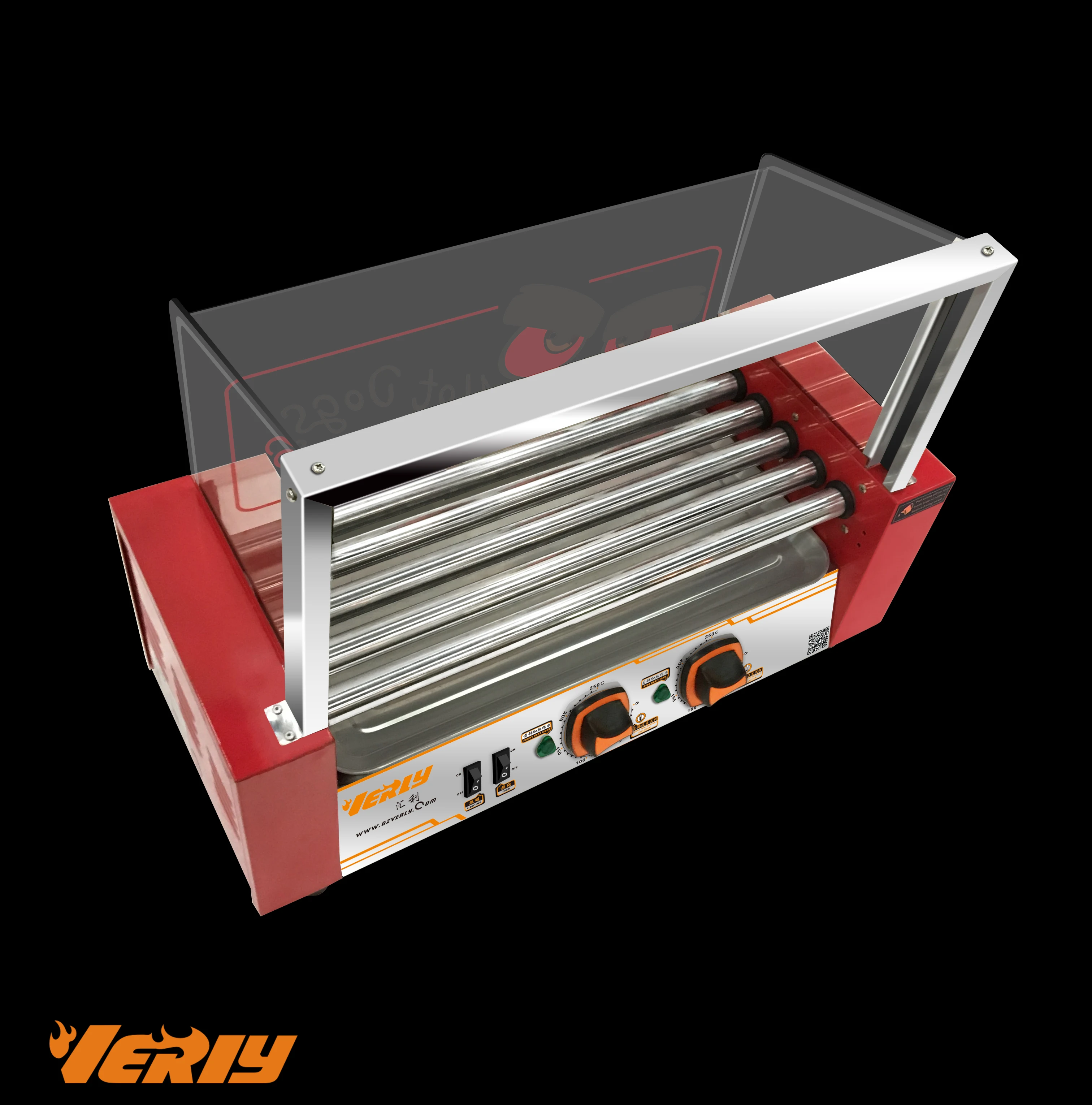 CE certificate 5 roller Hot dog Grill/sausage machine with glass cover WY-005