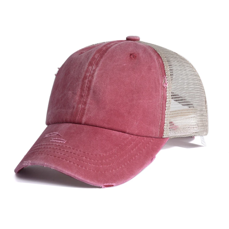 Customizable vintage simple blank plain retro distressed ripped worn out jean denim trucker hat