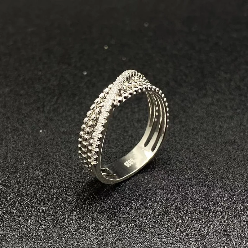 Fine Jewelry Ring Wedding 925 Sterling Silver Cross Geometric Zircon Ring for women men