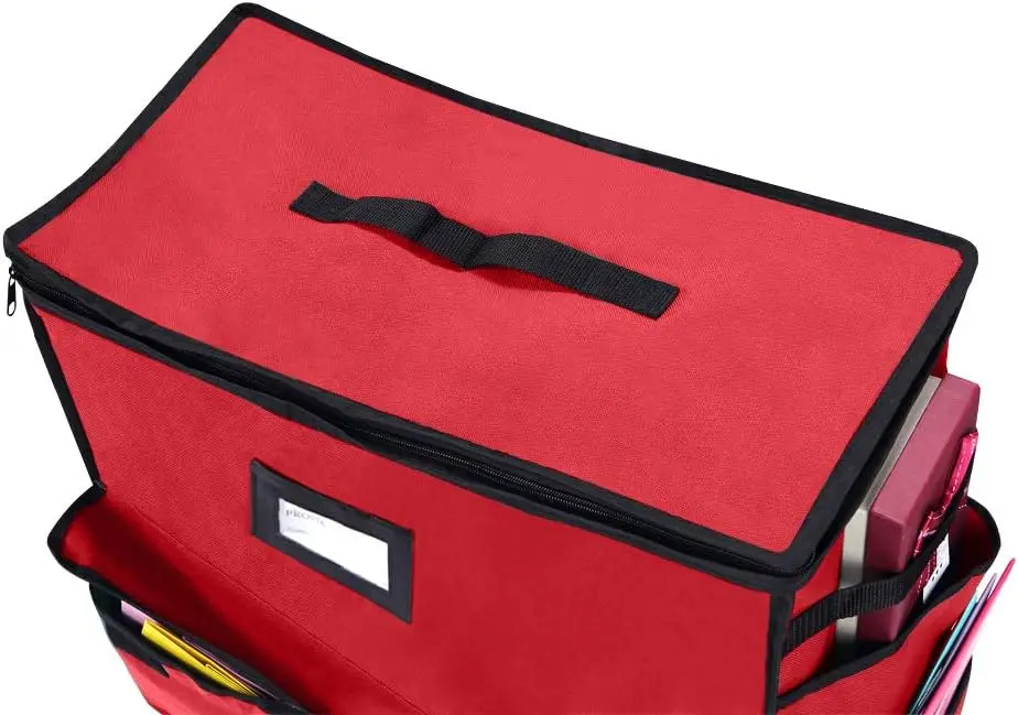 Christmas Storage Organizer Red Christmas Decorative Storage Bags Container Box Custom Storage Bag for Christmas Accessories