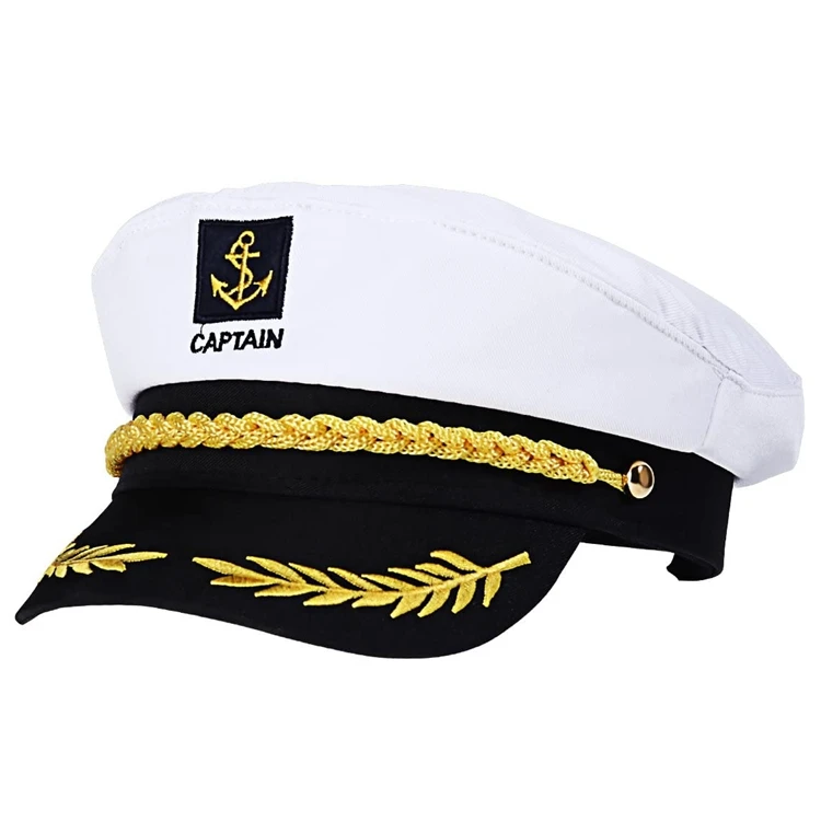 Custom Adjustable Yacht Sailors Sea Cap Adult Sailor Cosplay Costume Accessory Navy Captain Hat