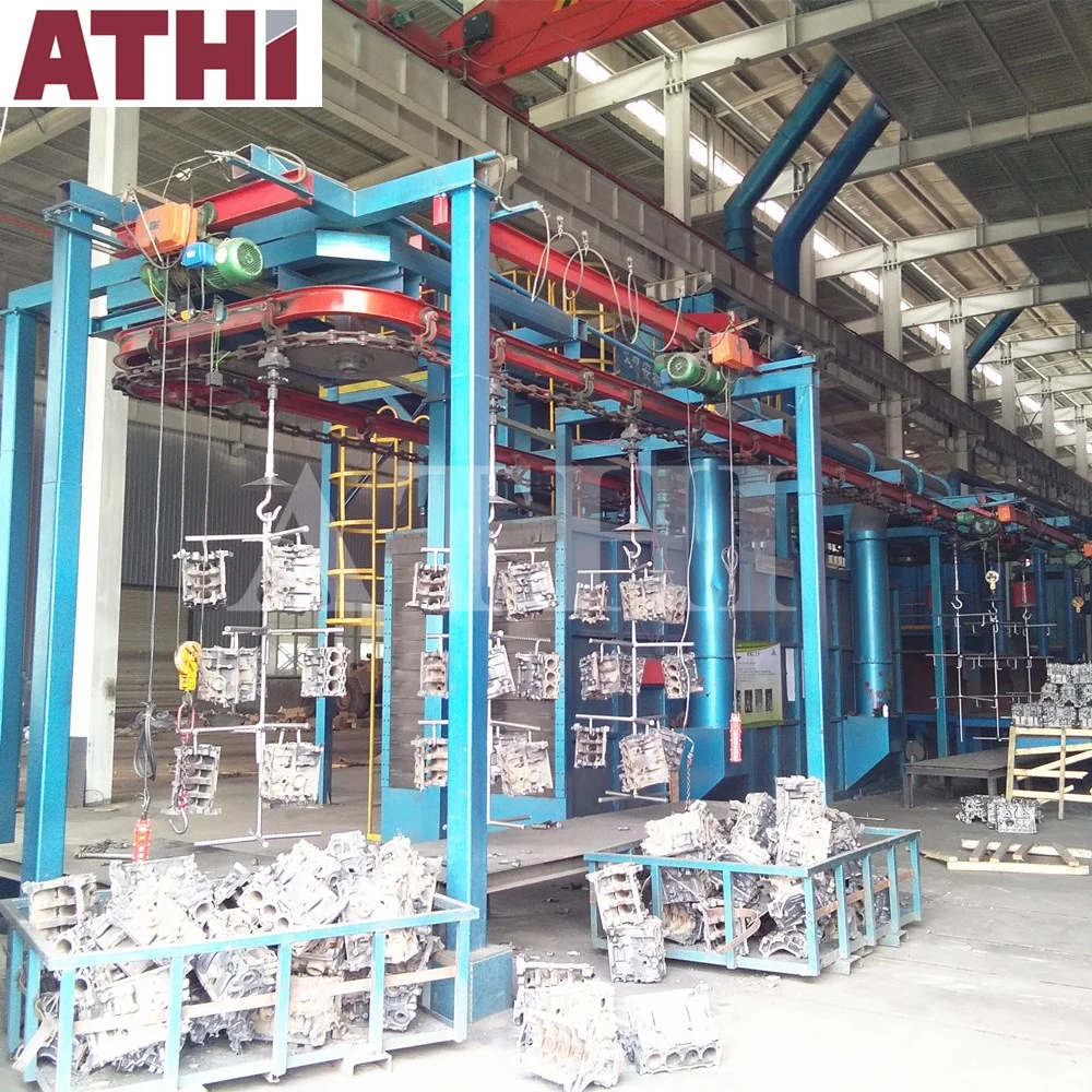 High Efficiency Custom Continuous Overhead Rail Shot Blasting Machine for Engine Block Cylinder Auto Parts Shot Blast