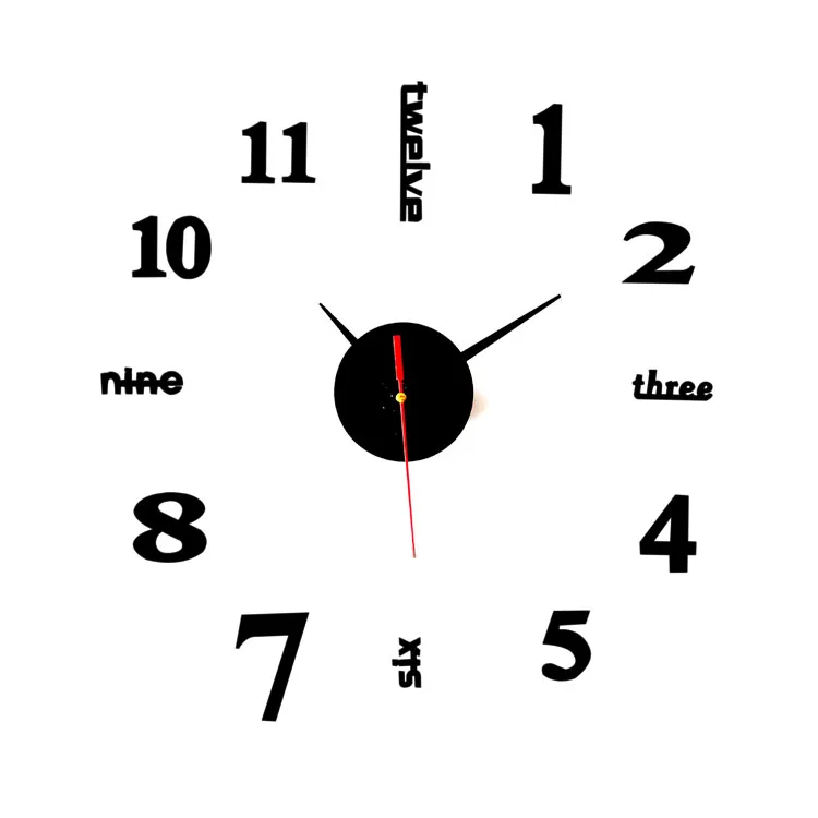 In stock 30 inch Sticker wall clocks manufacturer DIY 3d clock wall  home decorative wall digital clock with camera